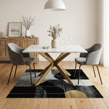 Modern Geometric Black Gold Area Rug
