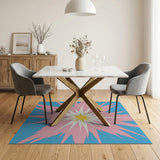 Vibrant Pink Blue Starburst Area Rug