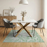 Green Botanical Leaves Area Rug