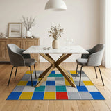 Geometric Modern Multi-color and Patterns Vibrant Multi-Color Geometric Patchwork Area Rug