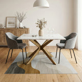 Beige Abstract Wavy Landscape Area Rug