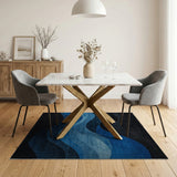 Wavy Black Blue Abstract Area Rug