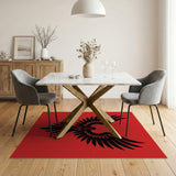Bold Black Phoenix Silhouette Red Area Rug