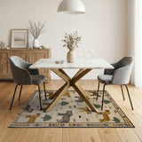 Beige Heritage Tribal Safari Animals Rug
