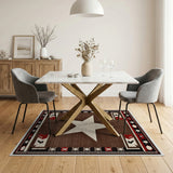 Southwestern Brown Area Rug with Bold White Star