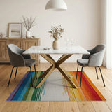 Vibrant Geometric Modern Vibrant Rainbow Stripe Area Rug