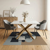 Modern Geometric Grey Tan Circles Area Rug