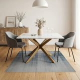 Distressed Blue Ombre Striped Area Rug