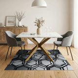 Modern Grey Fractured Hexagon Area Rug