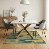 Vintage Teal Surfboard Distressed Area Rug