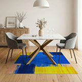 Navy Blue and Sunny Yellow Geometric Abstract Rug