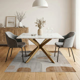 Abstract Organic Shapes Beige Grey Area Rug