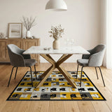 Whimsical Cartoon Cats Patchwork Area Rug