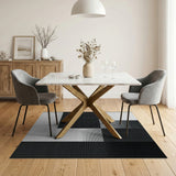 Bold Black White Geometric Modern Area Rug