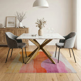 Layered Sunset Waves Abstract Area Rug