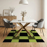 Lime Green Black Plaid Checkered Area Rug