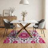 Pink Floral Swirl Vintage Area Rug