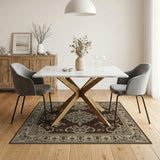 Ornate Floral Medallion Brown Area Rug
