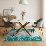 Teal Seaweed Abstract Area Rug