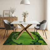 Layered Green Leaf Textured Area Rug