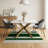 Deep Green and Ivory Vertical Striped Area Rug