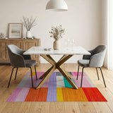 Multi-color and Patterns Vibrant Multi-Color Geometric Block Rug