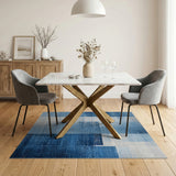 Blue and Teal Geometric Modern Modern Blue Vertical Stripe Area Rug