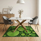 ODIKA Modern Green Lily Pad Washable Area Rug - Non-Slip Low Pile Botanical Rug