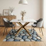 ODIKA Washable Pebble Stone Pattern Area Rug, Low Pile Non-Slip Nature Inspired Floor Mat