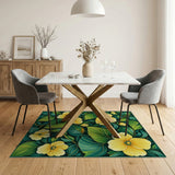 Emerald Green Leaves with Golden Yellow Blooms Rug