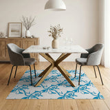 Elegant Blue Floral Swirl Area Rug