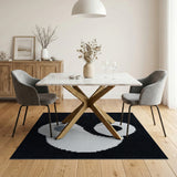 Yin-Yang Harmony Black White Area Rug