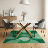 Green Emerald Green Abstract Geometric Area Rug