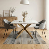 Beige and Neutral Distressed Beige Striped Woven Area Rug