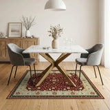 Red Elegant Red Persian Floral Area Rug