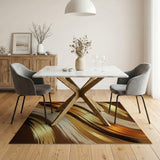 Gold Metallic Brushstroke Abstract Area Rug