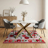 Pink Cherry Fruit Pattern Pink Area Rug