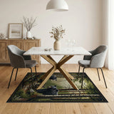 Black Bear Family Forest Path Area Rug