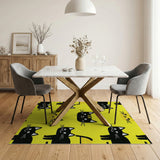 Playful Black Cats Sunny Yellow Area Rug