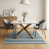 Navy Blue and White Striped Coastal Area Rug
