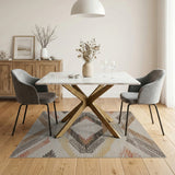 Brown and Tan Tan Brown Geometric Southwestern Area Rug