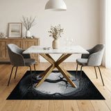 ODIKA Washable Tree of Life Rug, Black & White Low Pile Non-Slip Area Rug