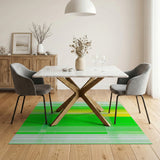 Vibrant Green Yellow Geometric Stripe Rug
