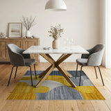 Abstract Grey Mustard Yellow Area Rug
