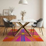 Vibrant Geometric Burst Multi-Color Area Rug