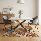 Burnt Orange Abstract Leaf Area Rug
