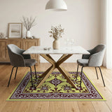 Yellow Ornate Maroon Floral Persian Area Rug