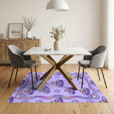 Purple Cat Collar Paw Print Kids Area Rug