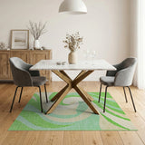 Swirling Green Geometric Modern Area Rug