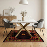 Bold Red Floral Medallion Persian Area Rug